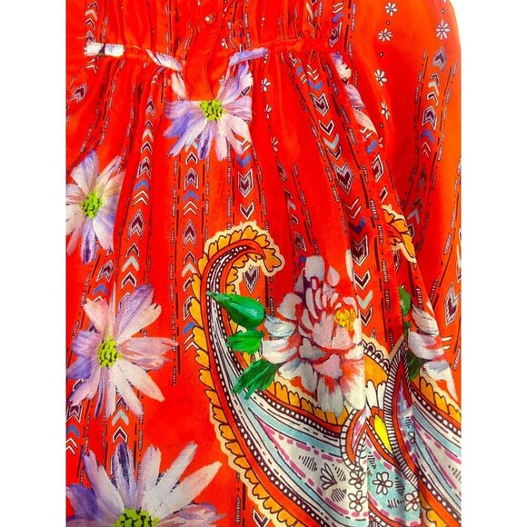 Johnny Was Summy Long Silk Tunic Dress / Top Orange Paisley Small - Picture 6 of 6